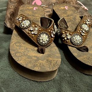 Justin Glittery Blinged-Out Sandals Size 11 WOW!